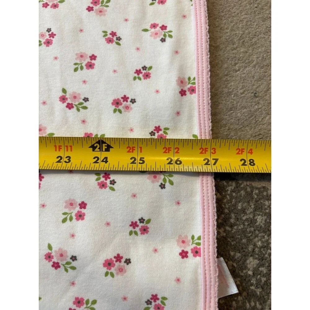 Carter’s Cotton baby Receiving Blanket Pink White Stripe Flower Floral rare
